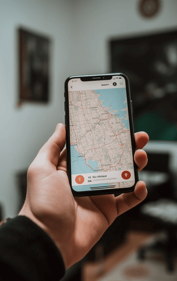 A white man holding a smartphone and looking at a travel app, where he sees updated prices and payment options for booking a trip, with excitement on his face.